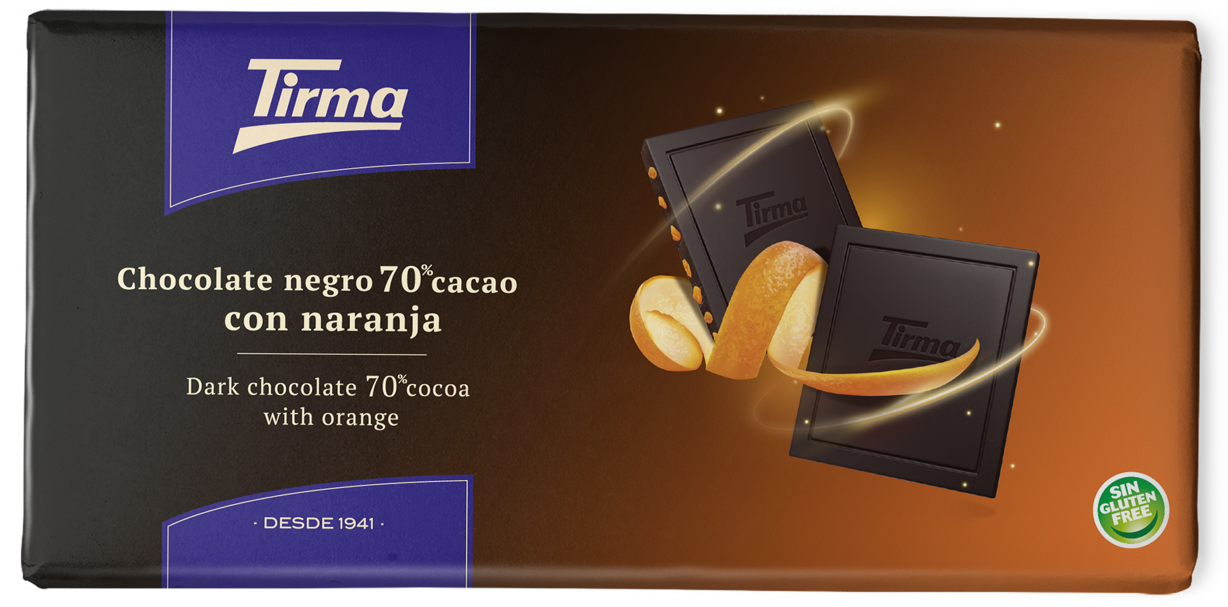 Chocolate 70% de cacao con sabor a naranja 125g