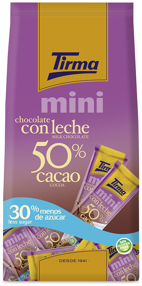 Chocolate con leche 50% cacao y 30% menos de azúcar 15g (14 uds)