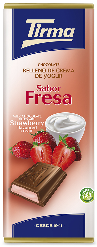 Chocolate relleno de crema de yogur sabor fresa 95g