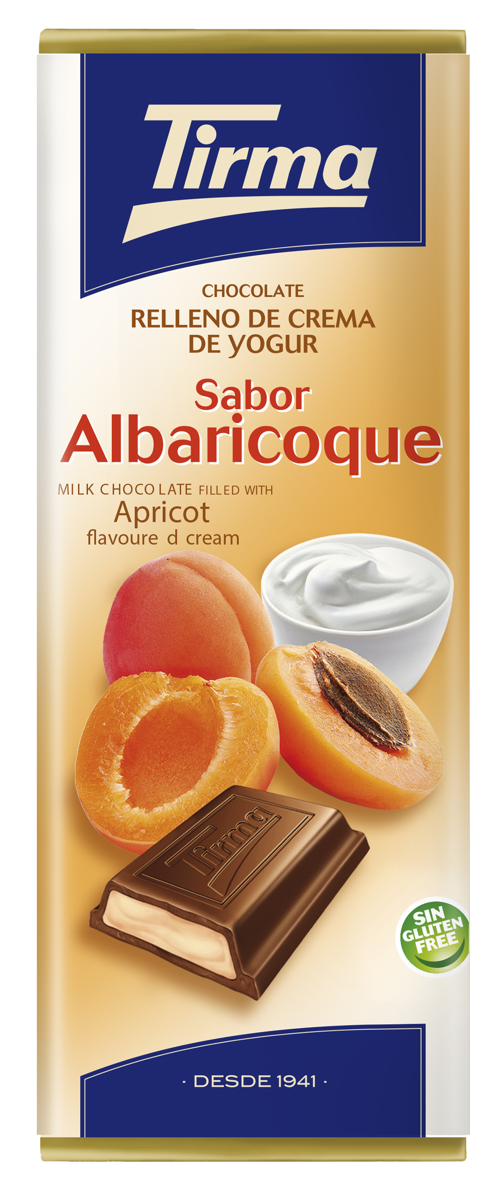 Chocolate relleno de crema de yogur sabor albaricoque 95g