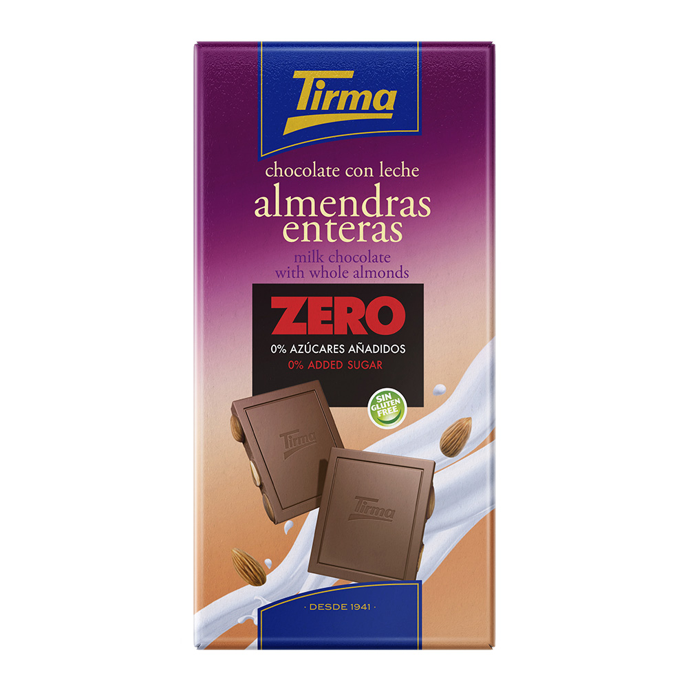 Chocolate con leche y almendras enteras  ZERO 125g
